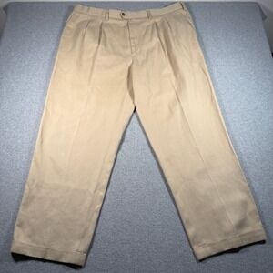 Callaway Golf Pro-Spin Mens Khaki Pleated Pima Cotton Blend Pants 44W x 31L